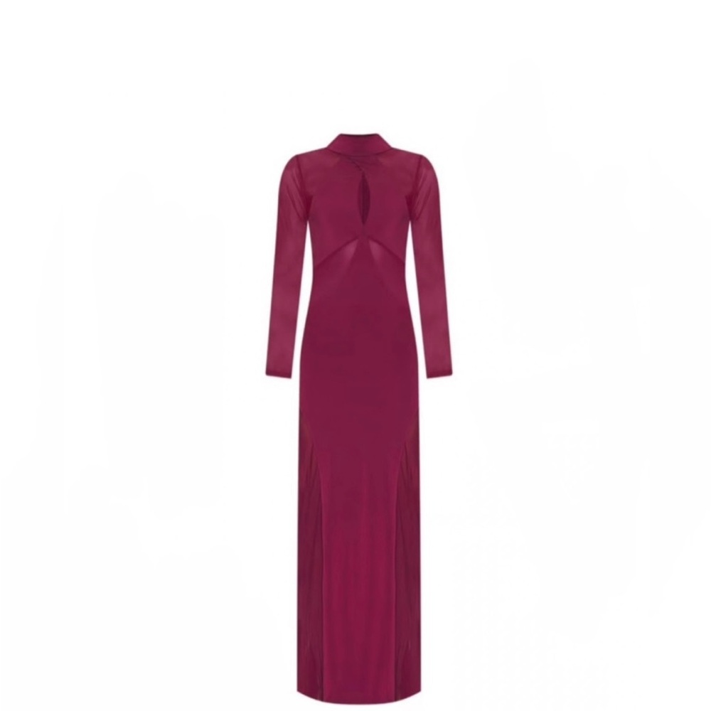 AFRM Long Sleeve Cutout Maxi Dress in Burgundy - Picture 5 of 7